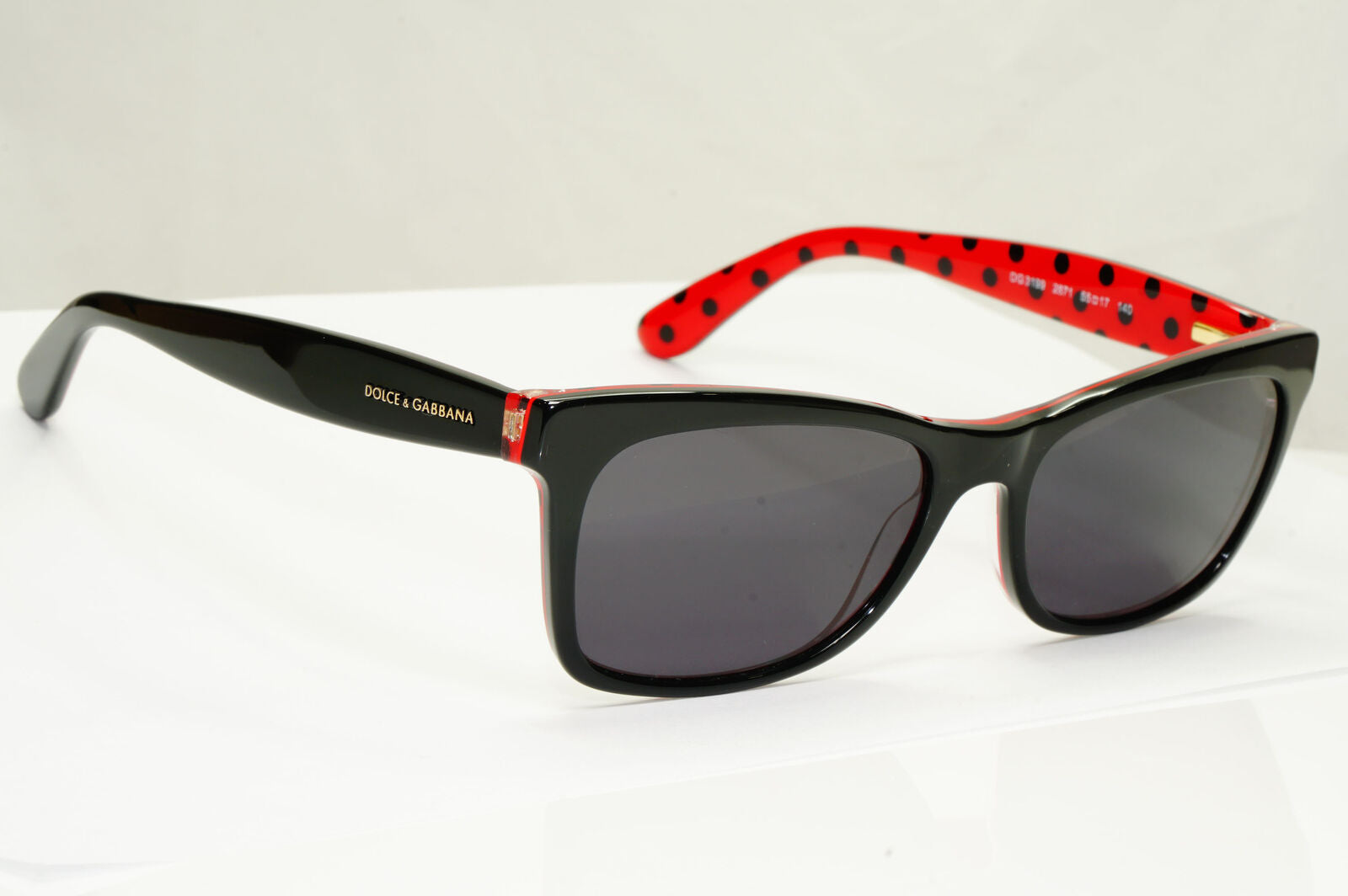 Dolce & Gabbana Black Sunglasses Red Polka Dot Square DG 3199 2871 250123