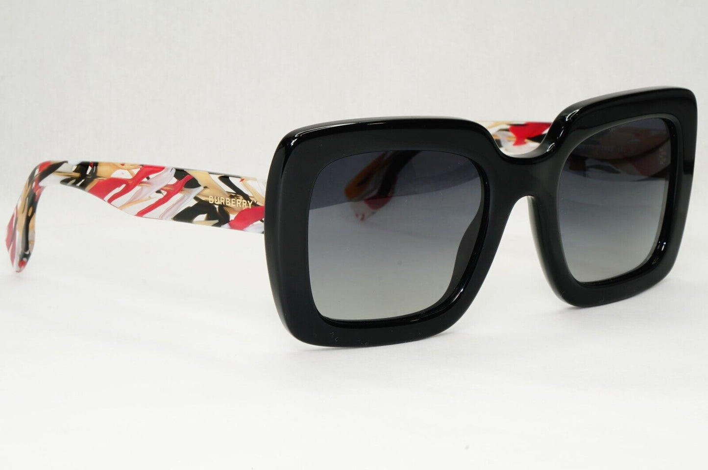 Burberry Sunglasses Black Polarized Grey Gradient  Square B 4284 3803/T3 52mm