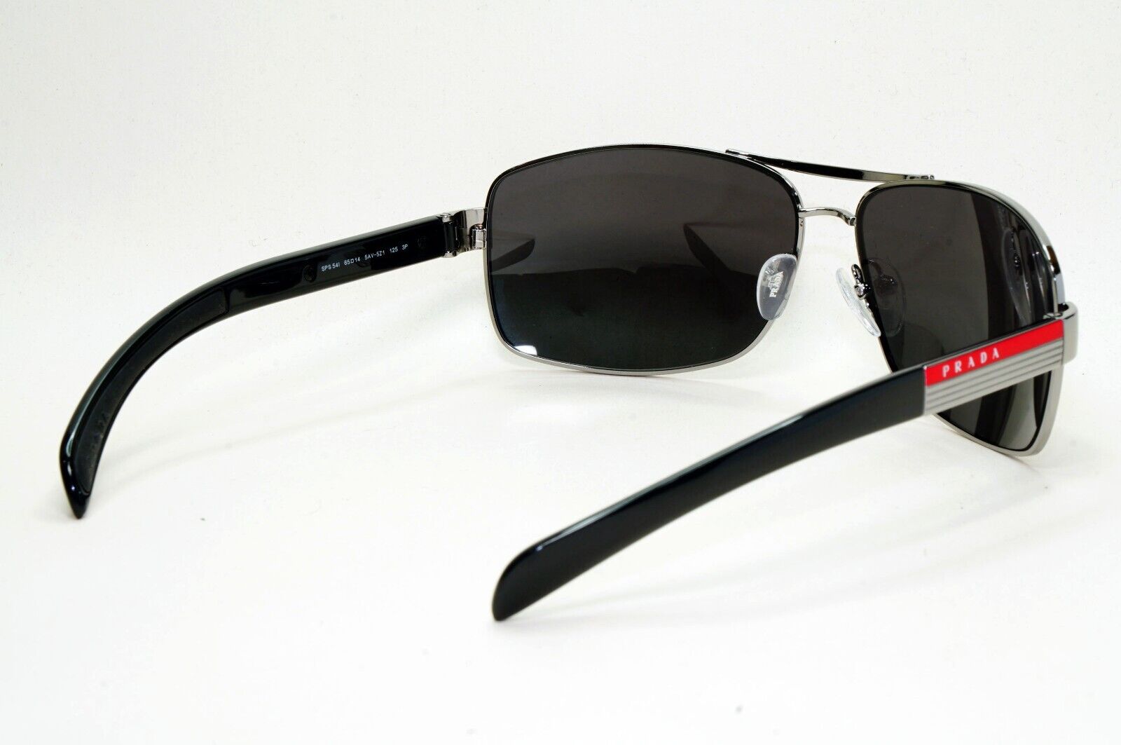 Prada Sunglasses Black Gunmetal Wrap Navigator PS54IS SPS 54I 1AV-5Z1 210924