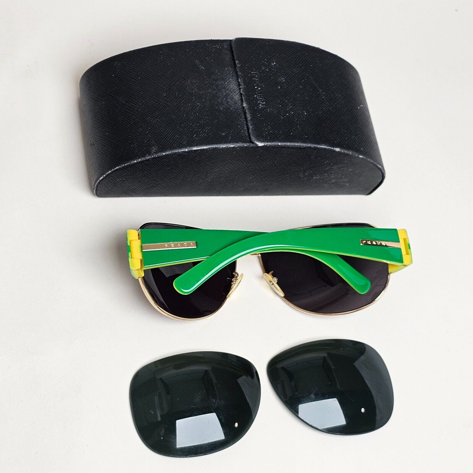 Prada 2006 Sunglasses Vintage Pilot Green Black PR52GS SPR 52G 5AK-3O1 050225