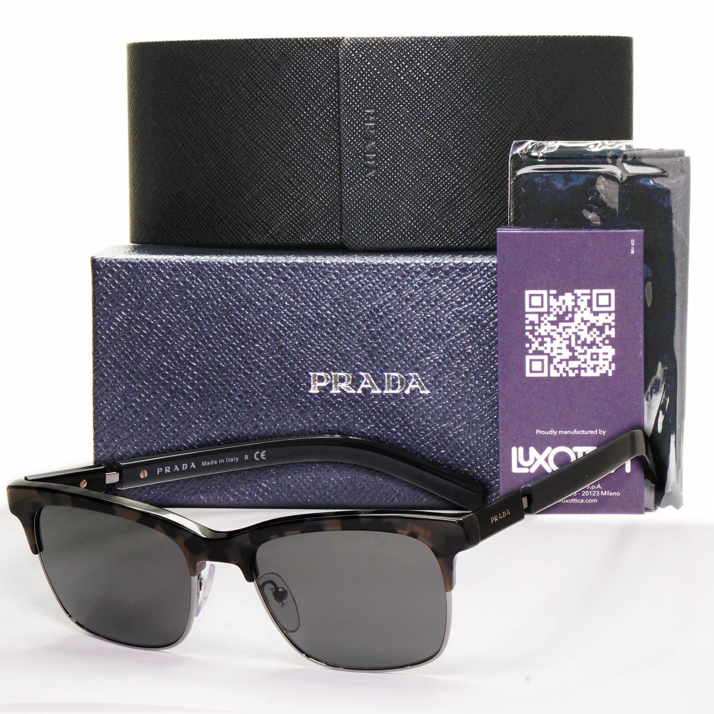 Prada Sunglasses Glass Lens Dark Grey Tortoise PR17XS SPR 17X 08A-09C 54mm