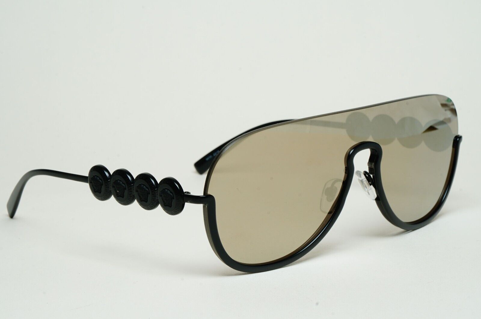 Versace Sunglasses Black Gold Mirror Shield Medusa MOD VE 2215 1261/5A