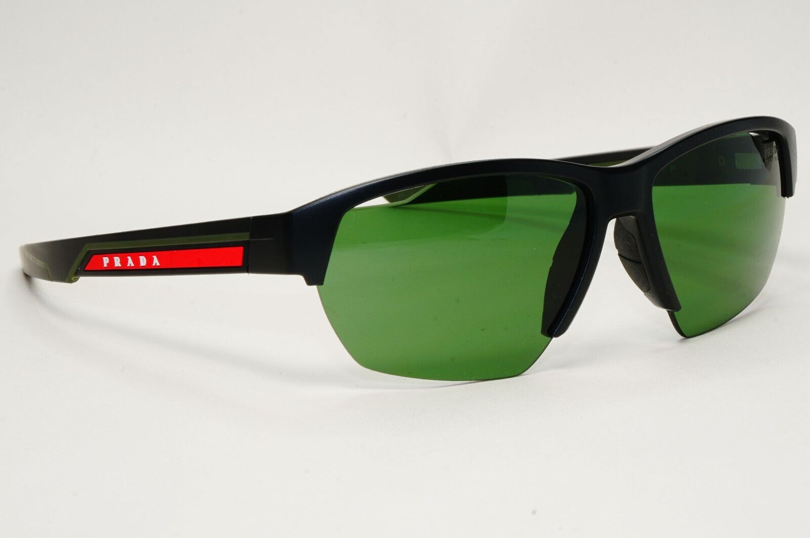 Prada Sunglasses Black Matte Wrap Red Stripe Green Tuning PS03YS SPS 03Y 18G-06U
