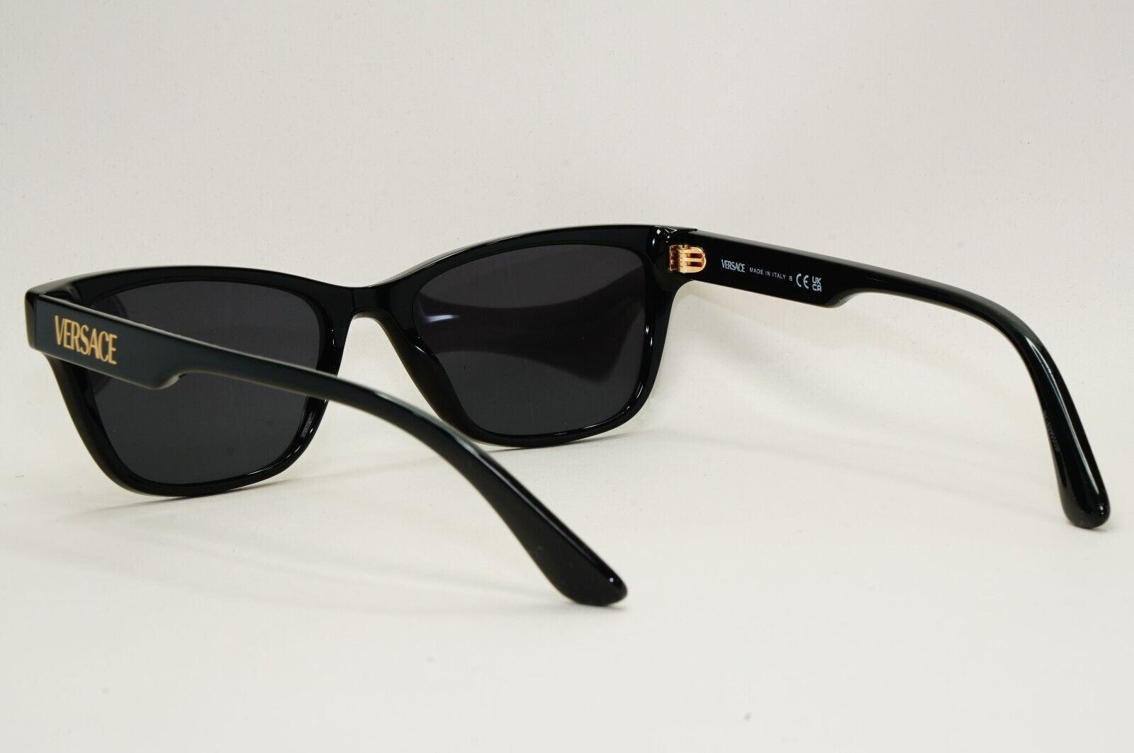 Versace Sunglasses Black Gold Letters Rectangle MOD VE 3316 GB1 55mm