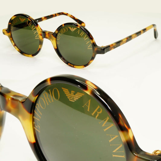 Emporio Armani 1997 Vintage Sunglasses Round Lens Logo Print Brown 523-S 053