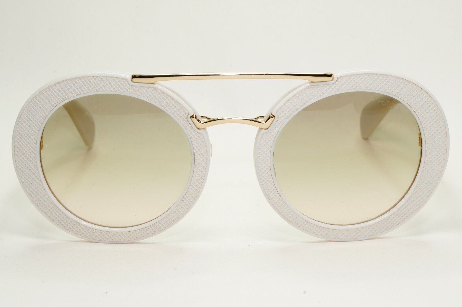 Prada Sunglasses White Saffiano Leather Triangle PR15SS SPR 15S UFP-3H2 270924