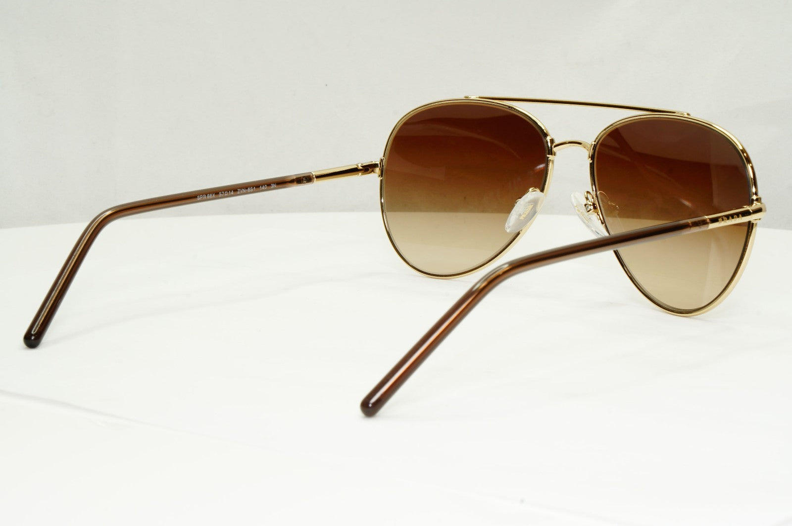 Prada Sunglasses Unisex Pilot Small Gold Brown PR66XS SPR 66X ZVN-6S1 57mm