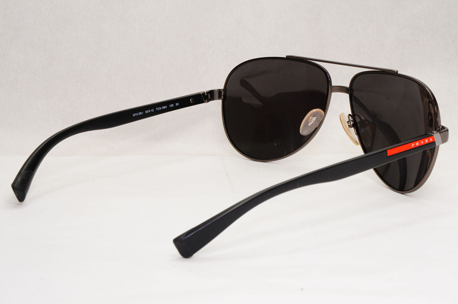 Prada Sunglasses Black Pilot Gunmetal Grey PS58US SPS 58U 7CQ-5S0 63mm 140124