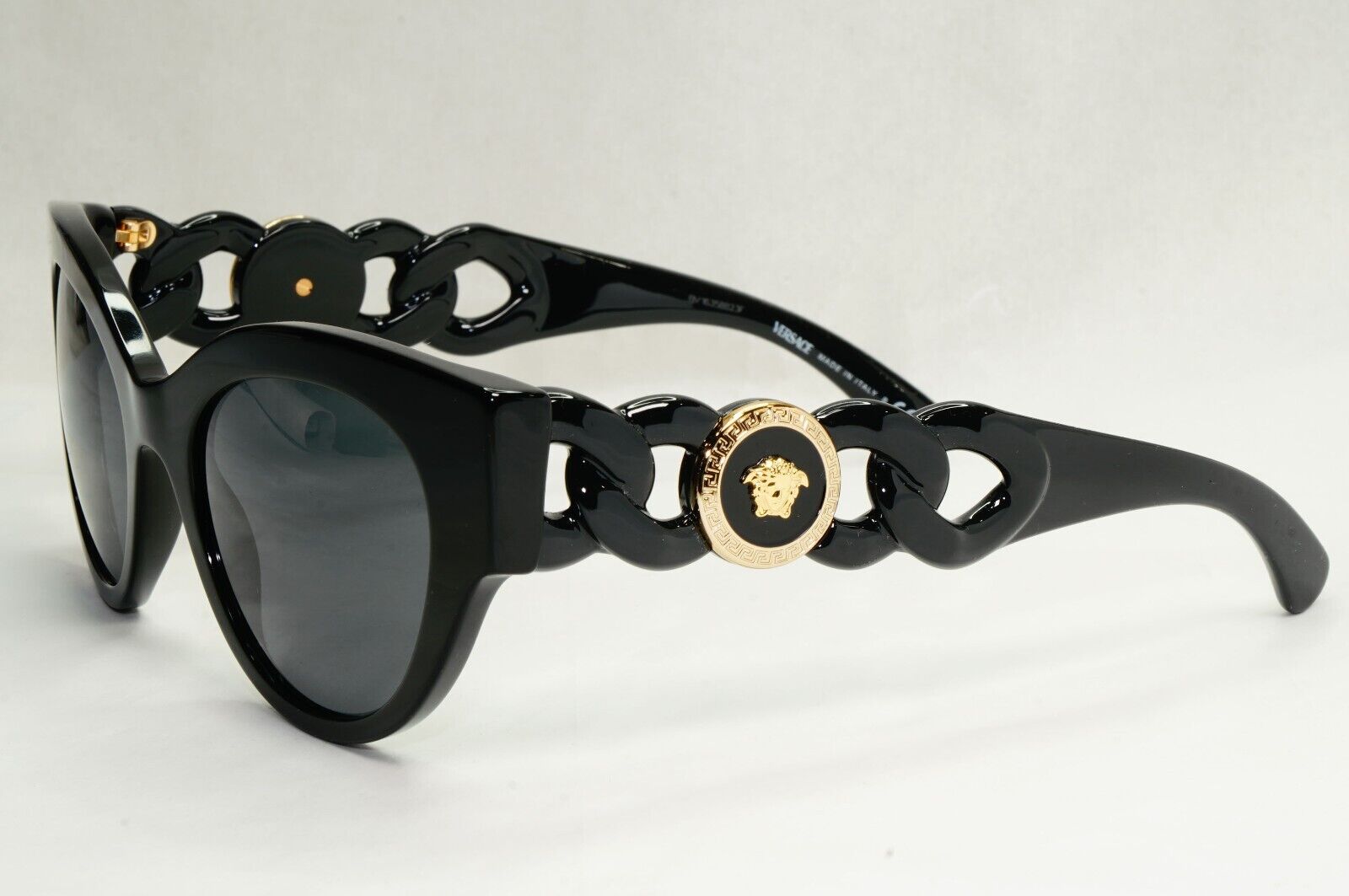 Versace Sunglasses Chain Black Gold Medusa Dark Grey MOD VE 4408 GB1/87 52mm