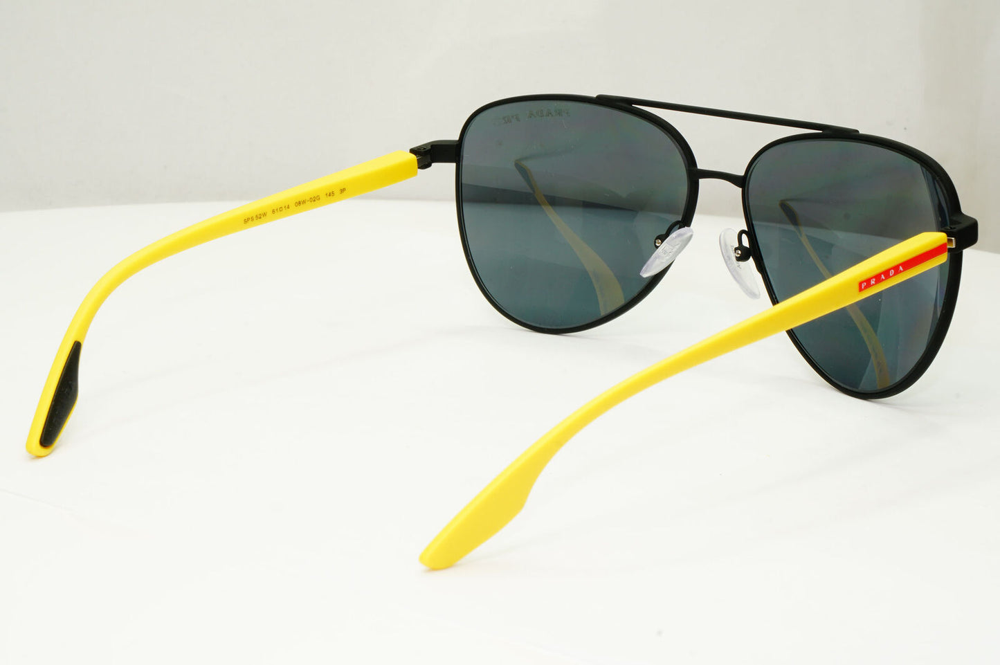 Prada Polarized Black Sunglasses Yellow Red Stripe Pilot PS52WS SPS 52W 08W-02G