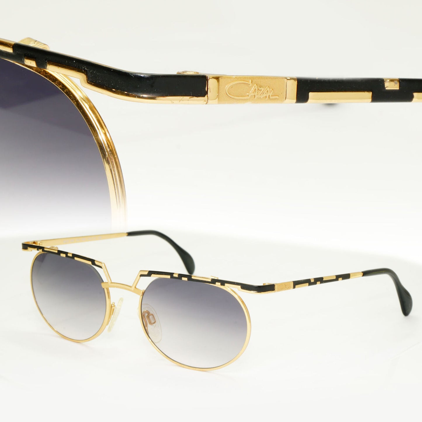 Cazal 1990s Vintage Sunglasses Metal Gold Black Grey MOD 265 COL 302 071222