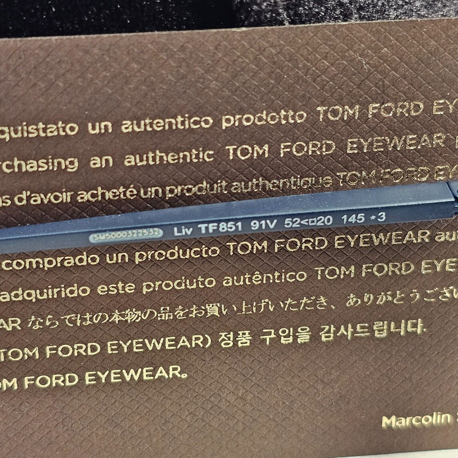 Tom Ford Sunglasses Dark Blue Gold Metal Square Liv FT0851 TF 851 91V 52mm
