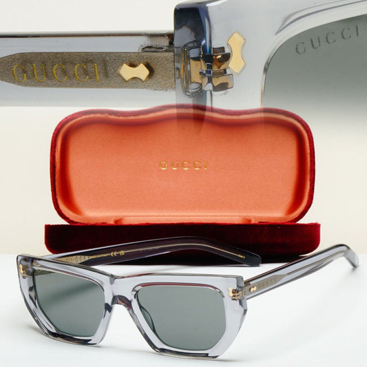 Gucci Sunglasses 2024 Grey Transparent Crystal Square GG1520S 004 53mm 180125