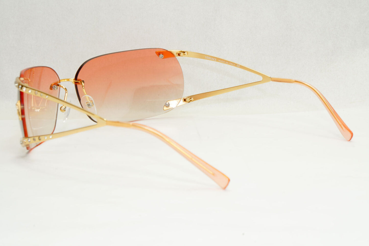 Versace Sunglasses 2004 Vintage Rimless Gold Medusa Crystal N86-H N30/536 270124
