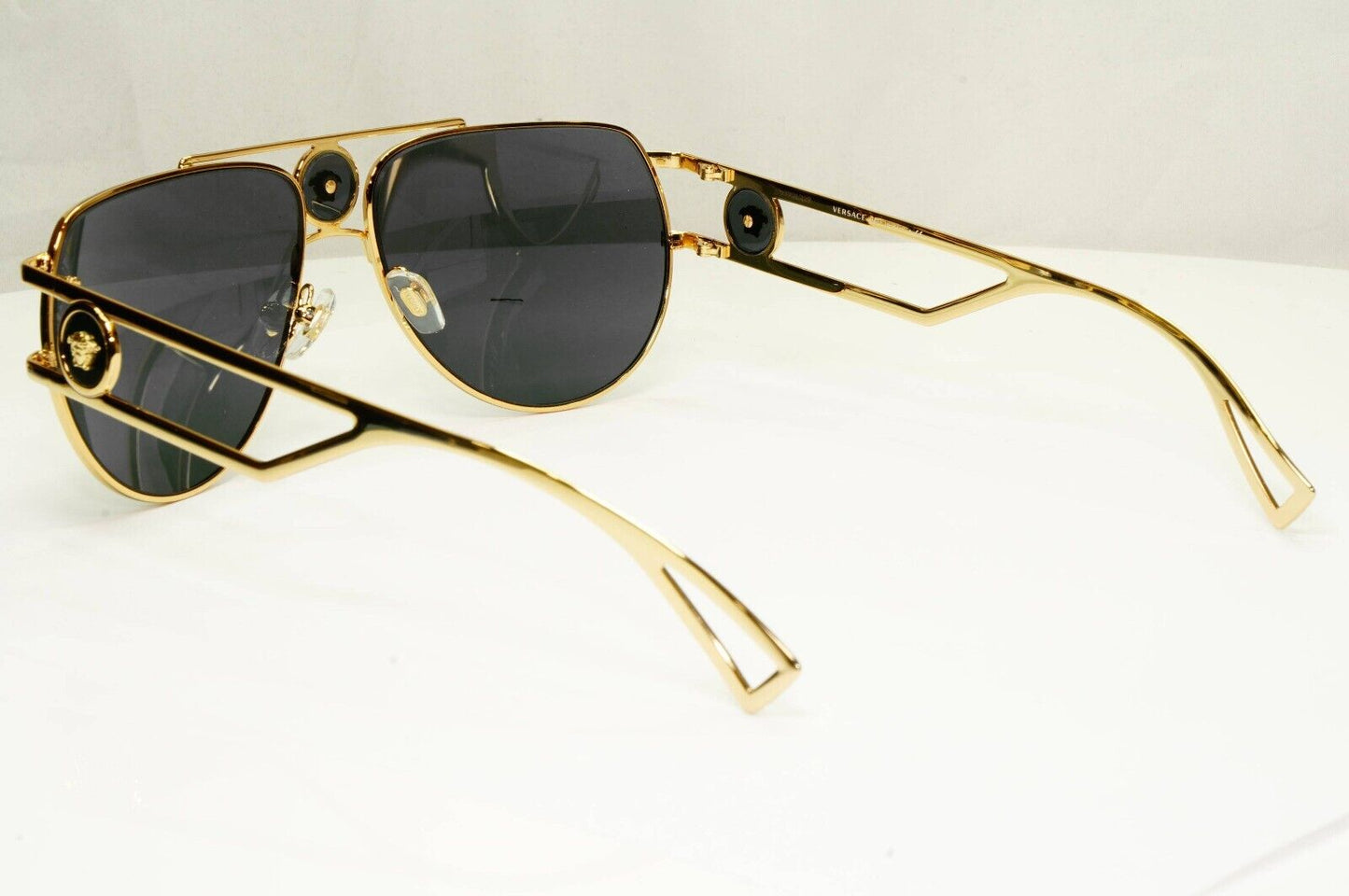 Versace Sunglasses Gold Grey Metal Medusa Pilot Navigator MOD VE 2225 1002/87