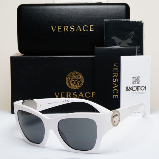 Versace Sunglasses White Silver Medusa Grey Square MOD VE 4452 314/87 54mm