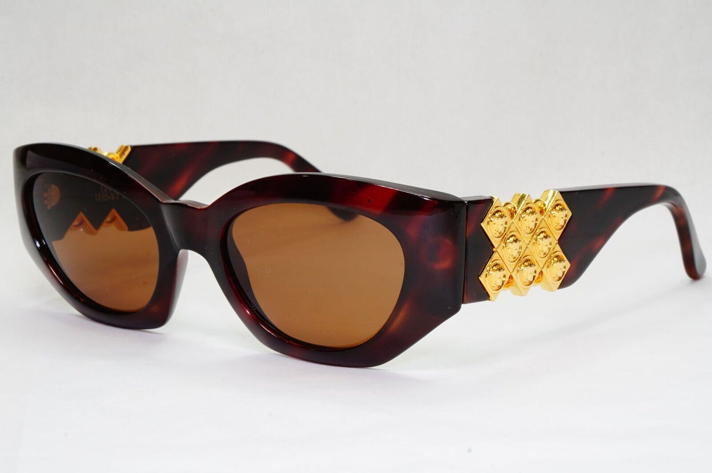 Gianni Versace Sunglasses 1996 Vintage Brown Gold MOD 420/D 900 Biggie 111223