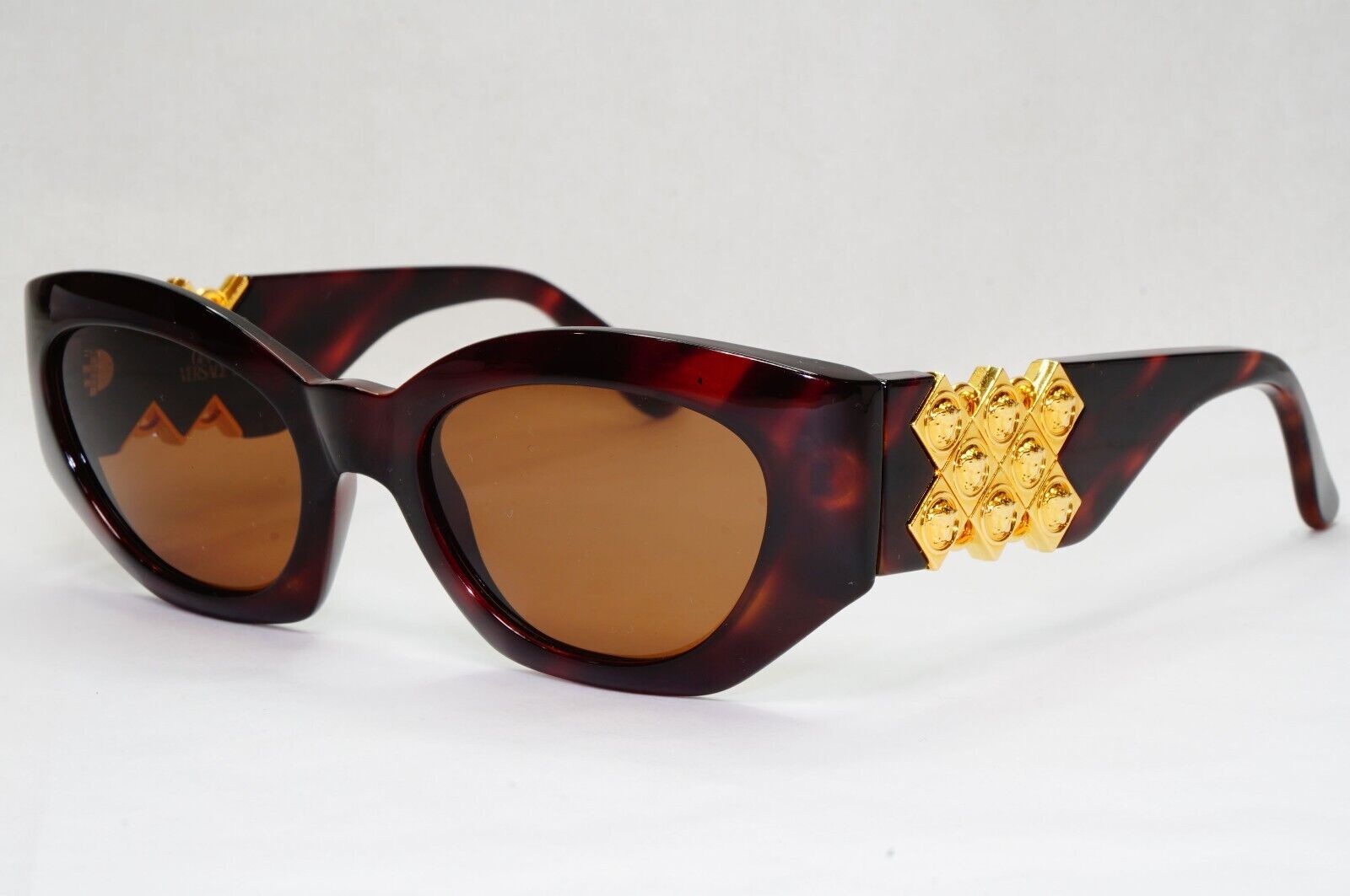Gianni Versace Sunglasses 1996 Vintage Brown Gold MOD 420/D 900 Biggie 111223