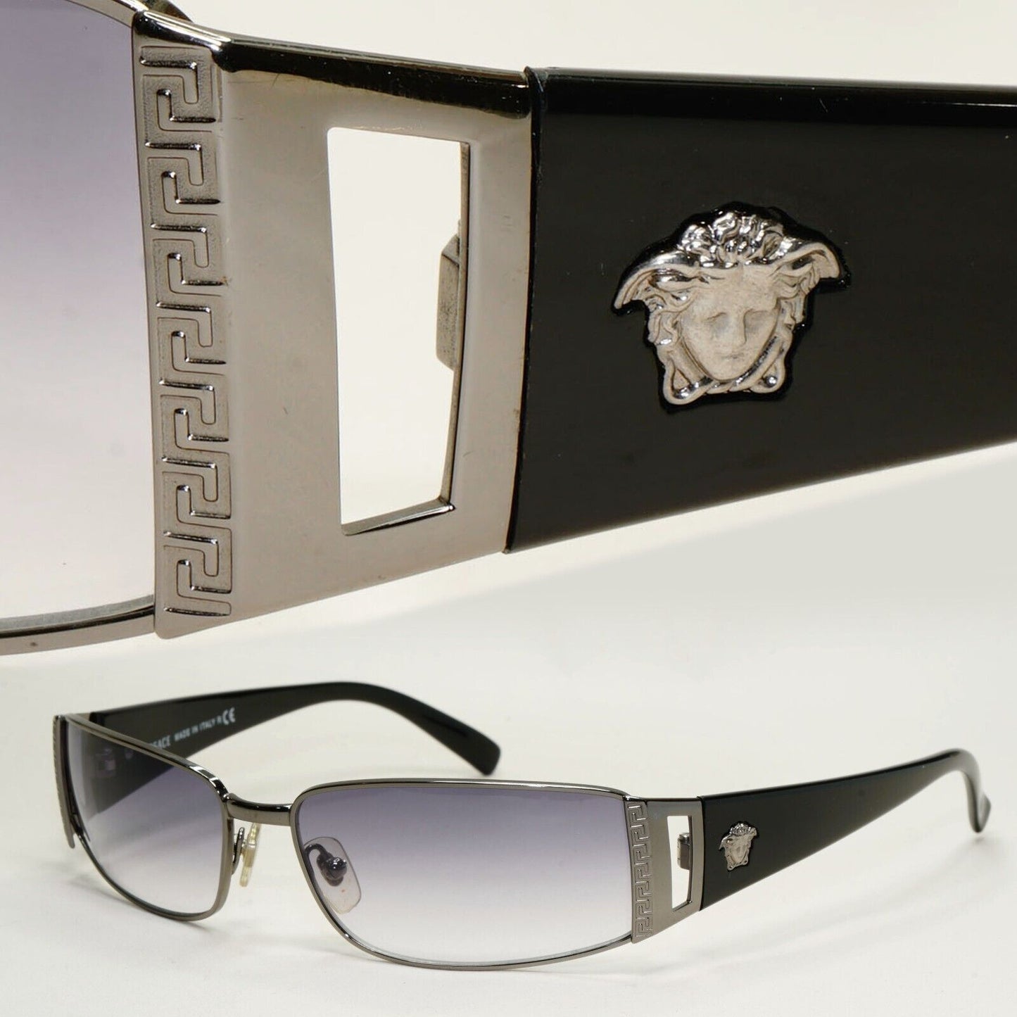 Versace Sunglasses 2003 Vintage Grey Gunmetal Black MOD 2021 1001/11 60mm 270924