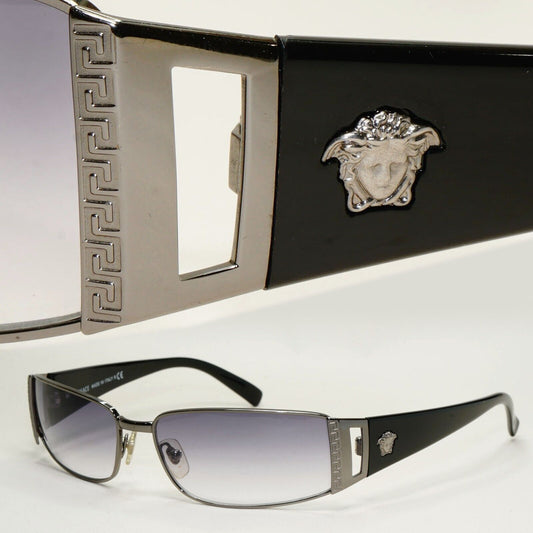 Versace Sunglasses 2003 Vintage Grey Gunmetal Black MOD 2021 1001/11 60mm 270924