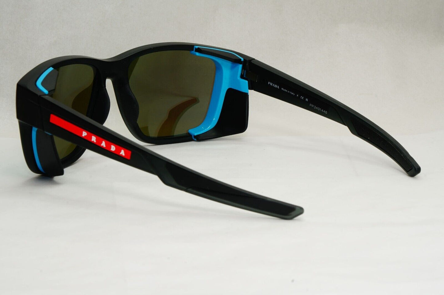 Prada Sunglasses Blue Mirror Grey Rubber Side Shields PS07WS SPS 07W 13C-08R