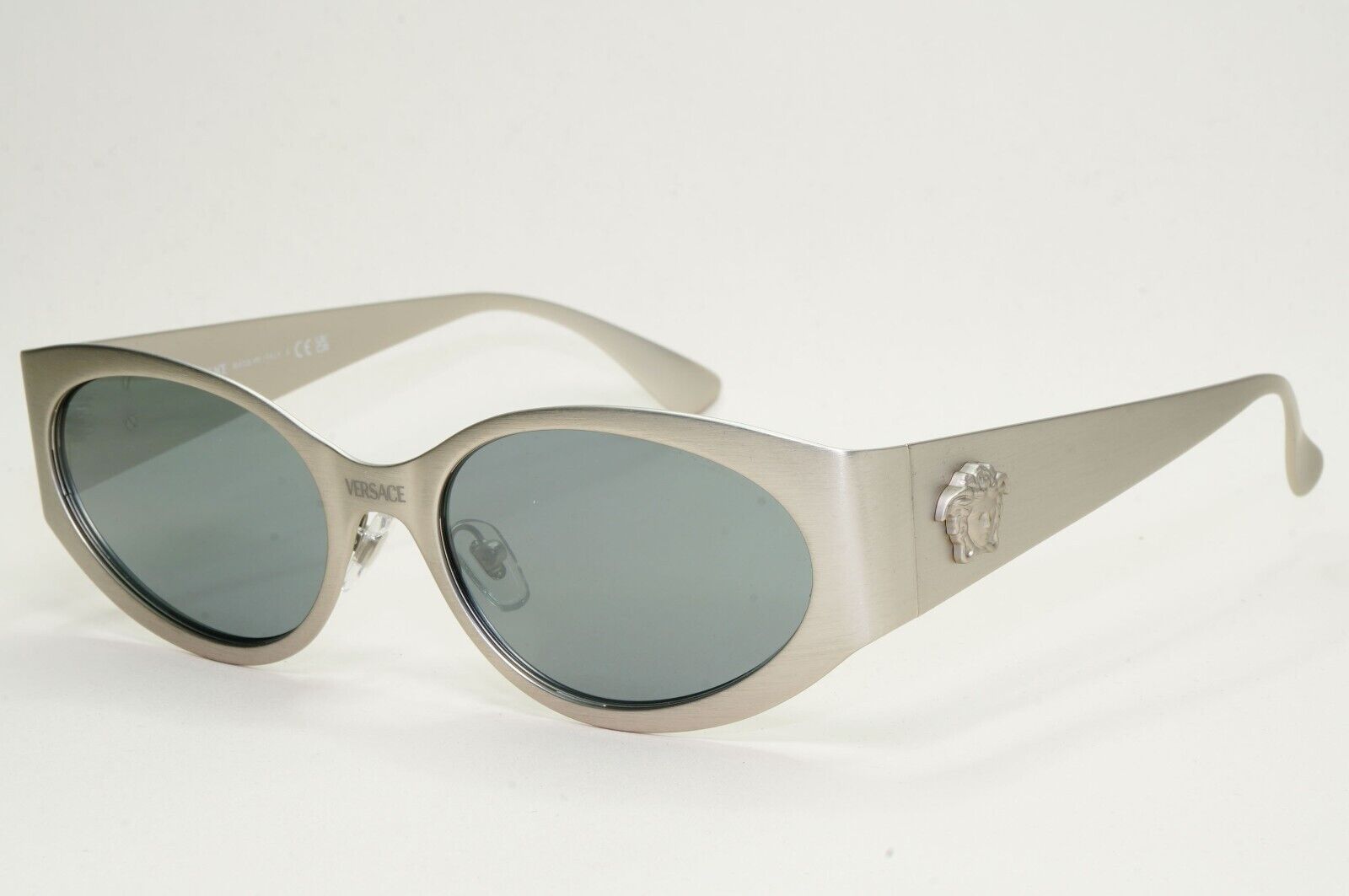 Versace Sunglasses Brushed Silver Medusa Grey Silver Mirror MOD VE 2263 1266/6G