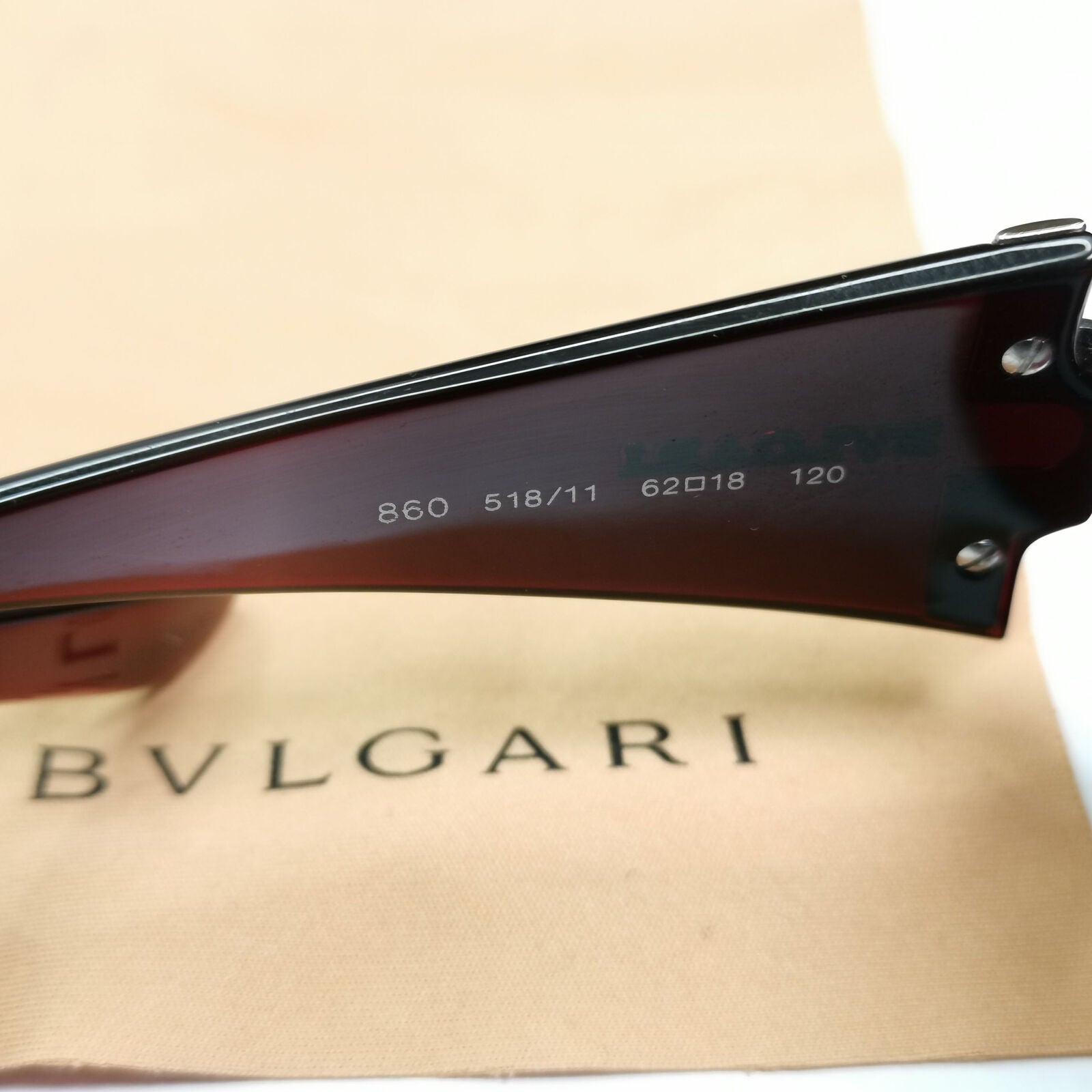 Bvlgari 2005 Vintage Sunglasses Red Burgundy Grey Silver Womens Wrap 860 518/11