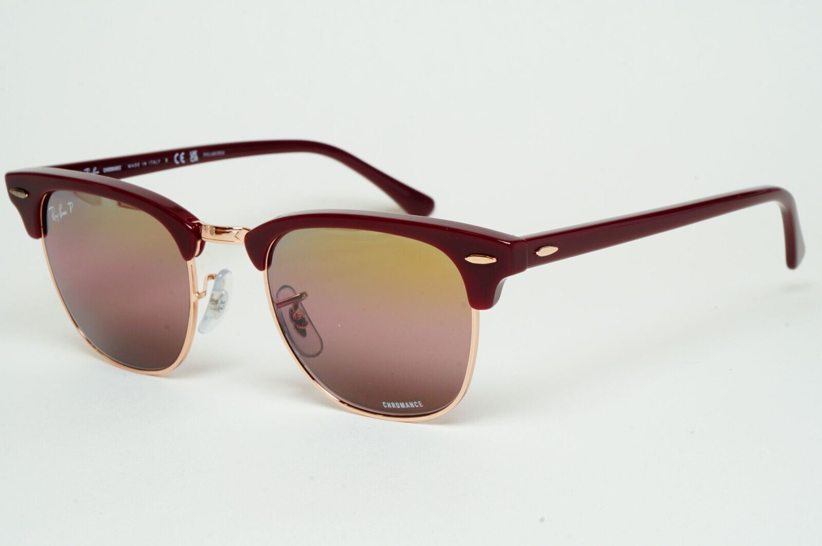 Ray-Ban Sunglasses Clubmaster Polarised Chromance Bordeaux RB 3016 1365/G9 49mm