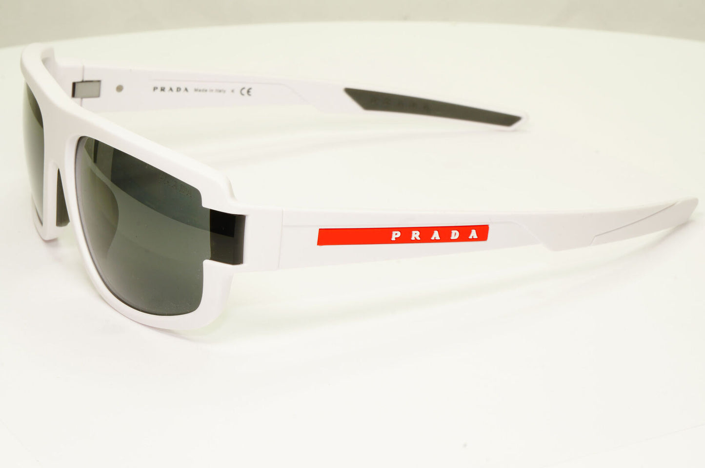 Prada White Black Sunglasses Mens Rectangle Red Stripe SPS 03W F PS03WFS TWK-06F