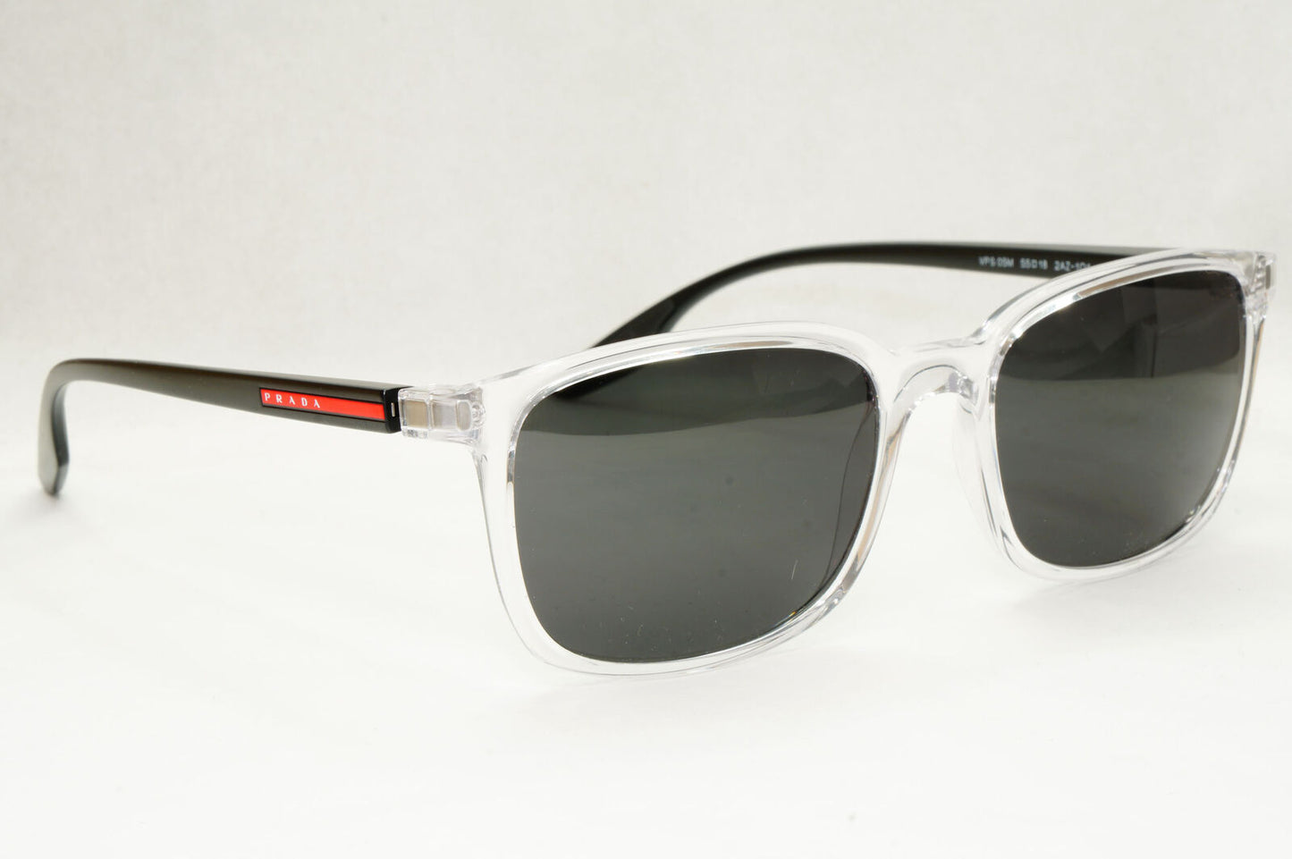 Prada Sunglasses Crystal Black Square Transparent PS05MV VPS 05M 2AZ-1O1 55mm