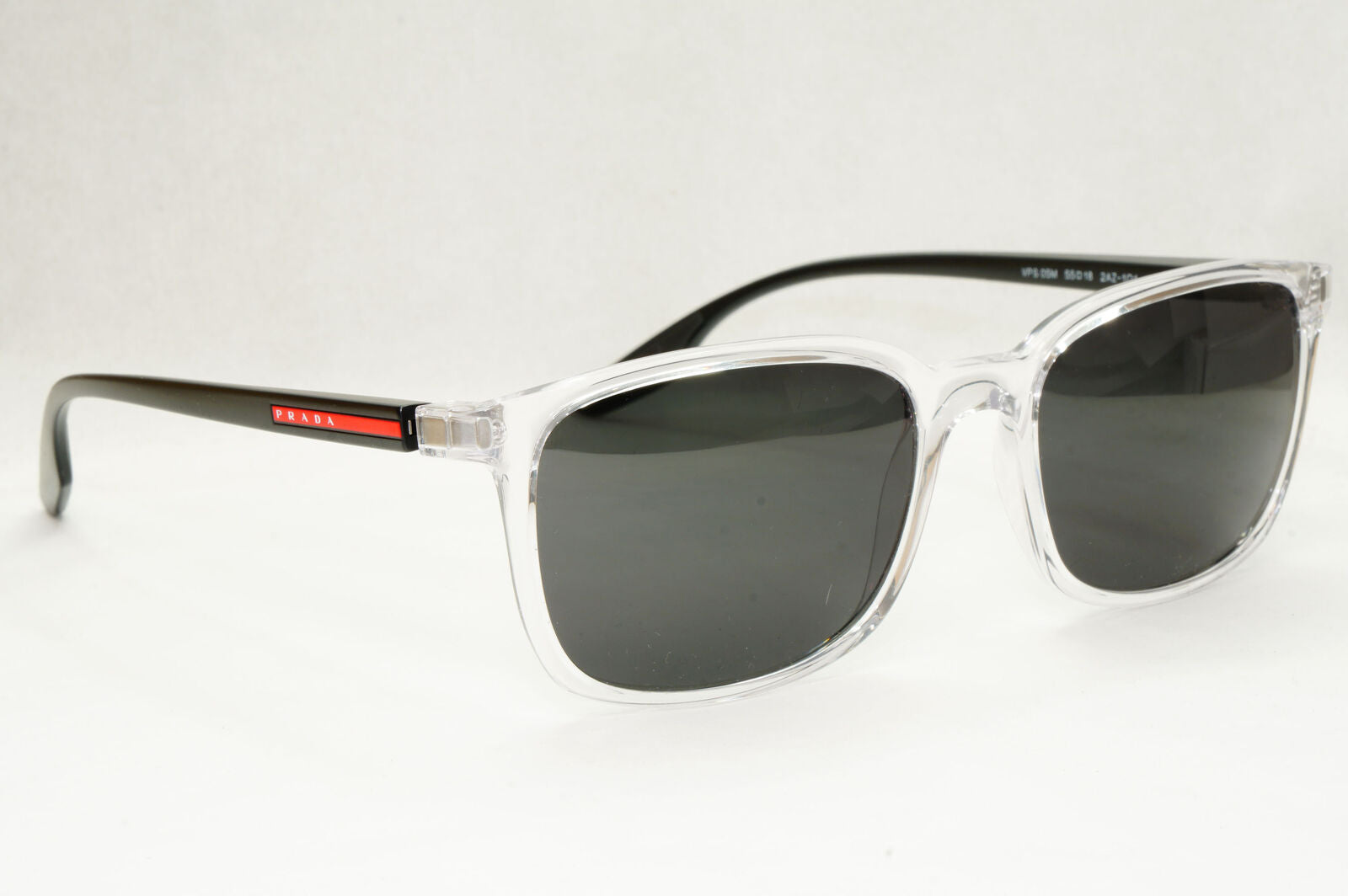 Prada Sunglasses Crystal Black Square Transparent PS05MV VPS 05M 2AZ-1O1 55mm