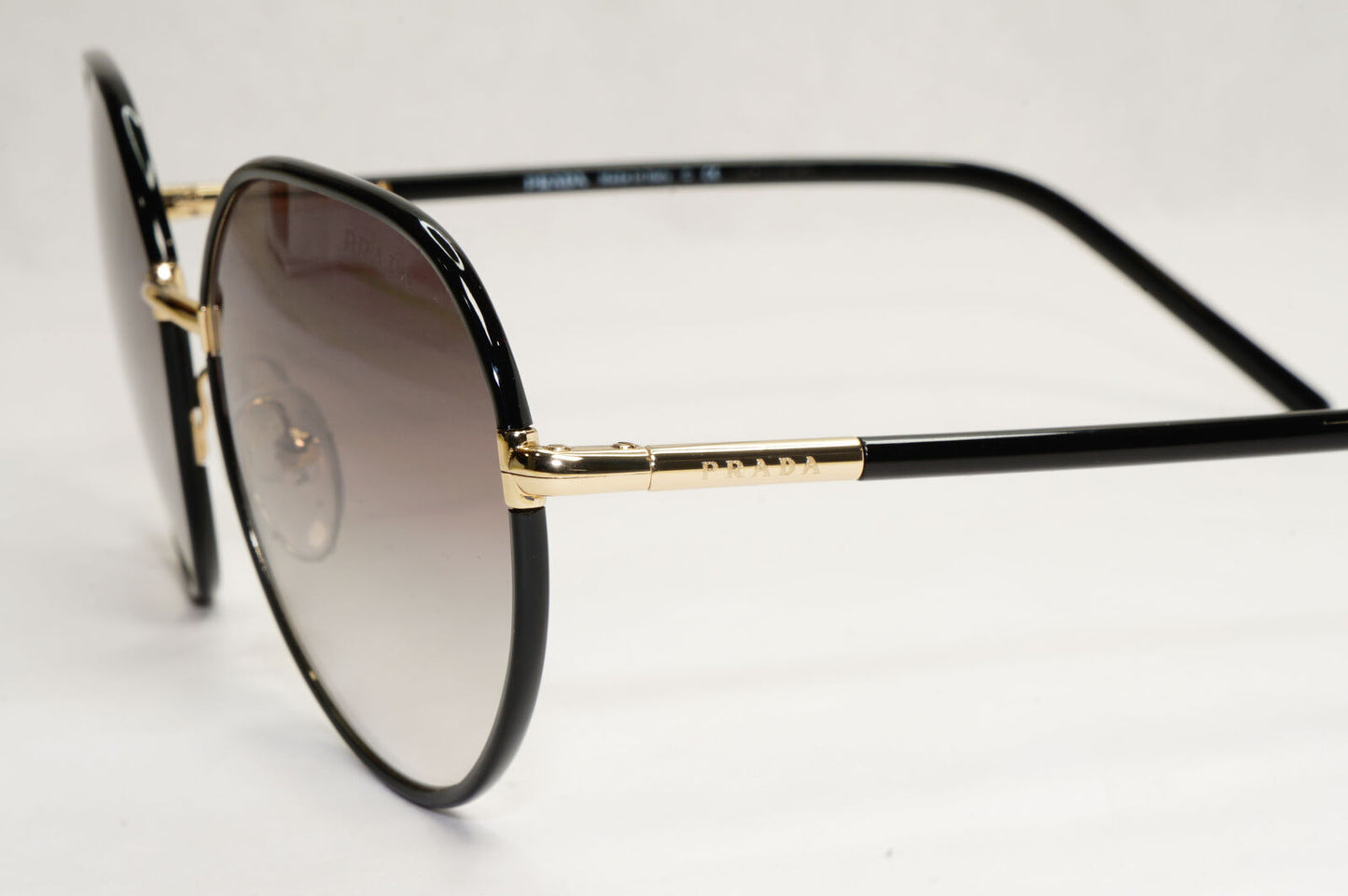 Prada Sunglasses Black Gold Grey Gradient Round PR65XS SPR 65X AAV-0A7 58mm
