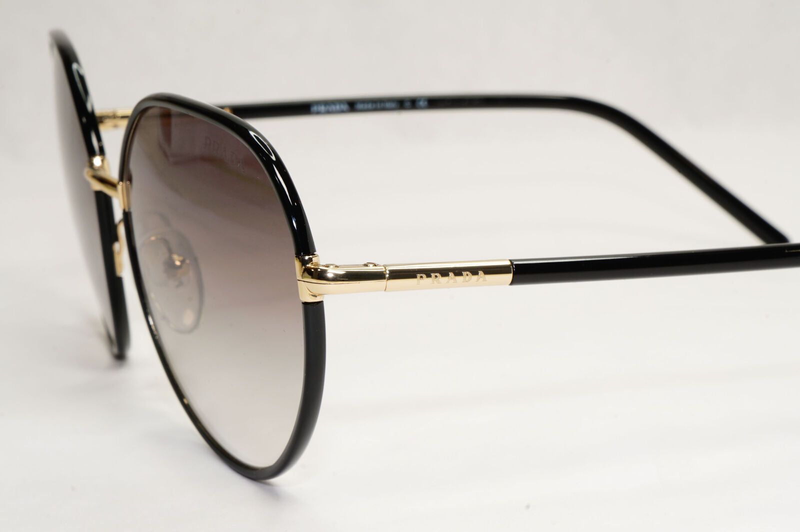 Prada Sunglasses Black Gold Grey Gradient Round PR65XS SPR 65X AAV-0A7 58mm