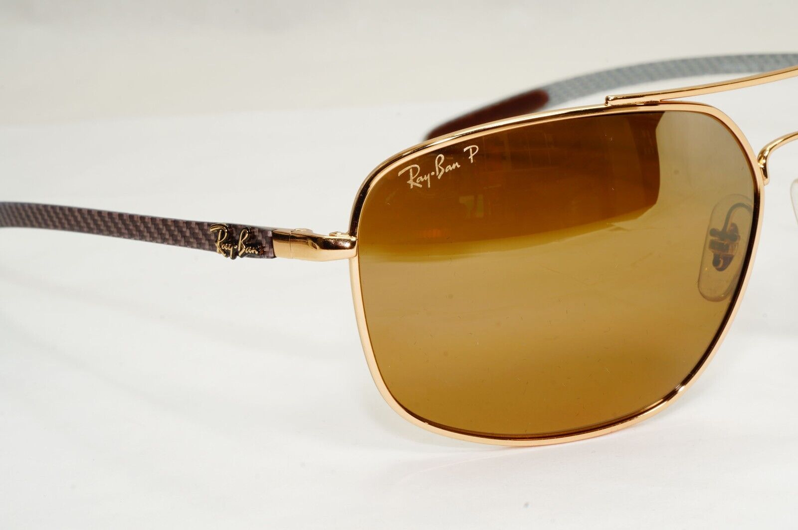 Ray-Ban Sunglasses Carbon Fibre Gold Chromance Polarized Brown RB 8332 CH 001/A3