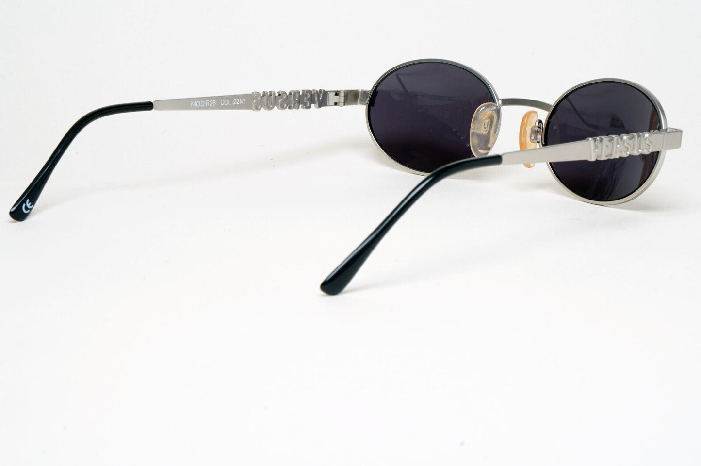 Versus Sunglasses 1996 by Gianni Versace Vintage Silver Oval MOD R26 COL 22M