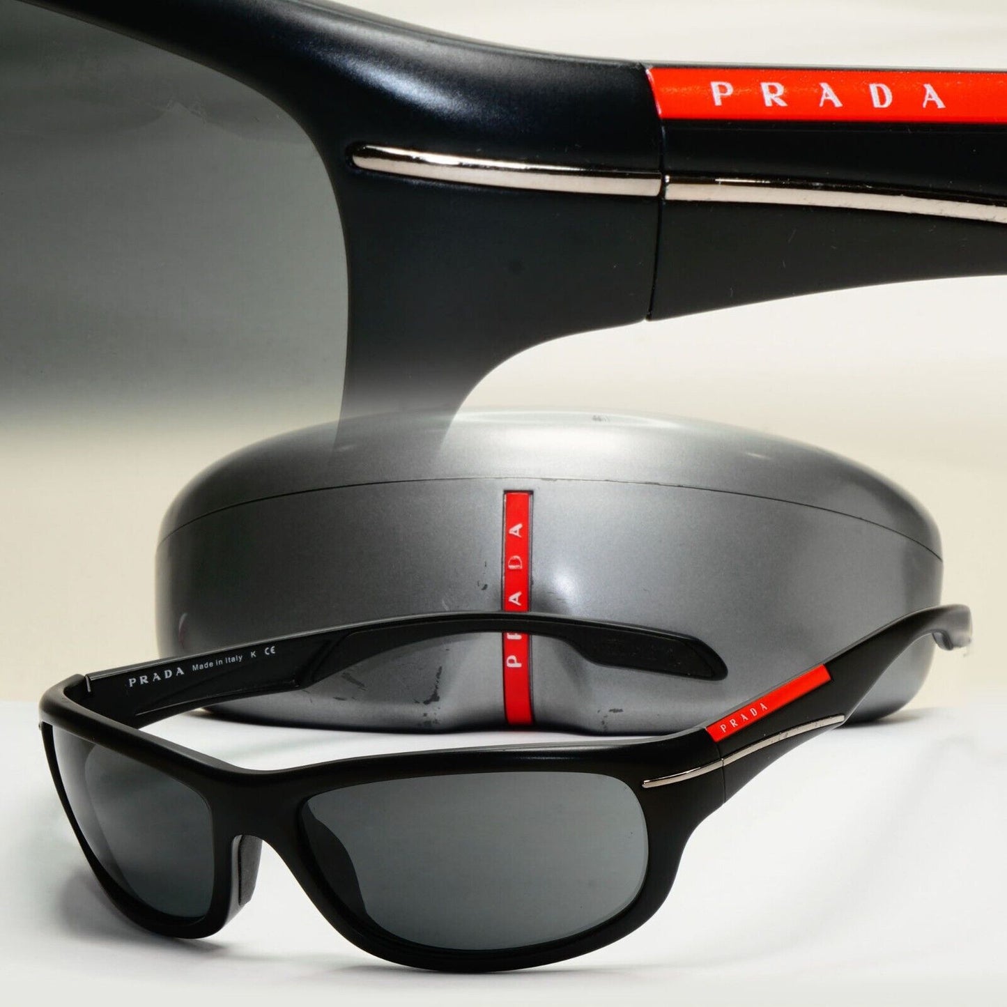 Prada Sunglasses 2011 Vintage Black Grey Wrap PS02NS SPS 02N 1BO-1A1 061024