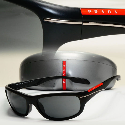 Prada Sunglasses 2011 Vintage Black Grey Wrap PS02NS SPS 02N 1BO-1A1 061024