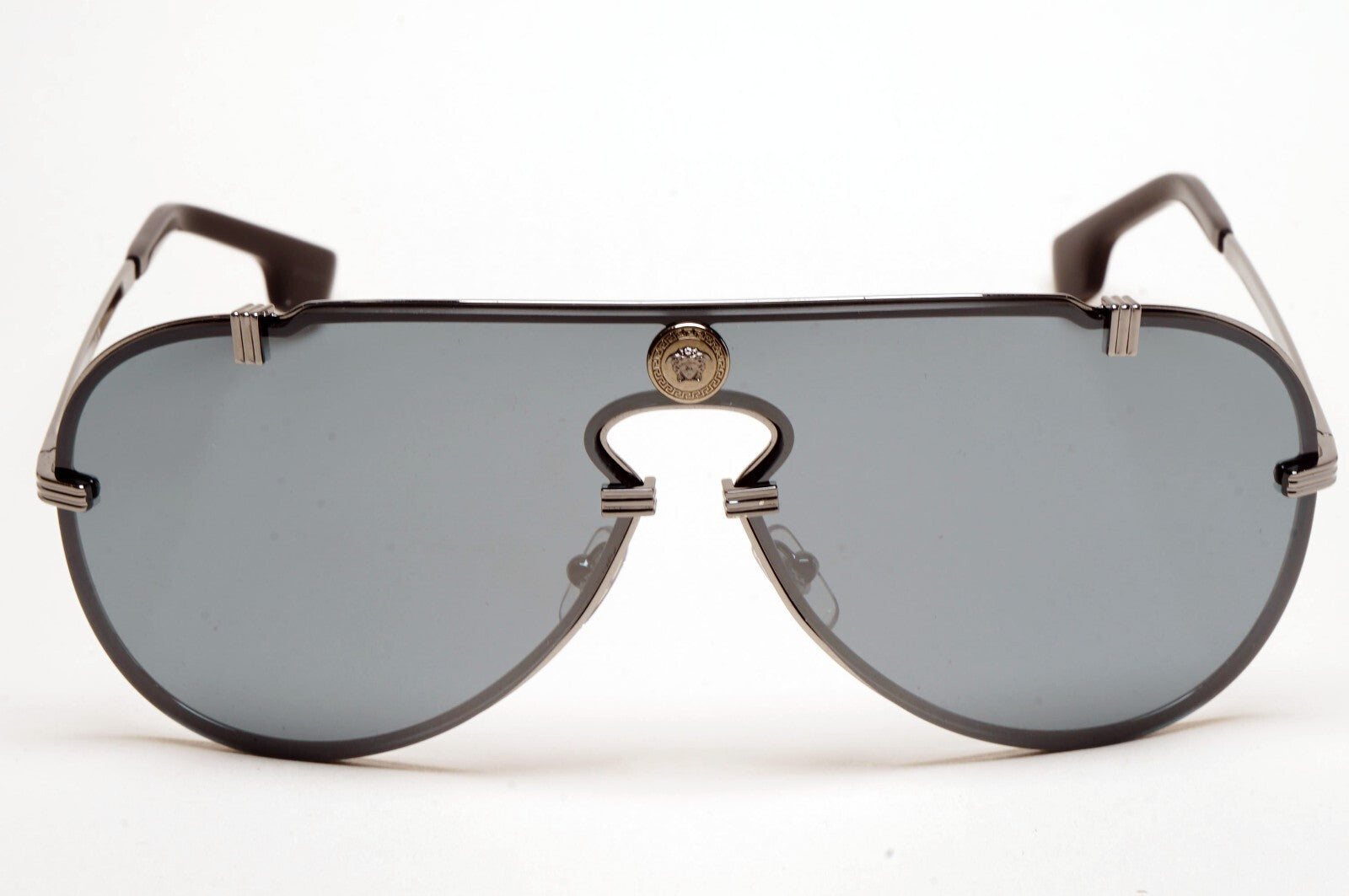 Versace Sunglasses Pilot Shield Gunmetal Grey Mirror MOD VE 2243 1001/6G