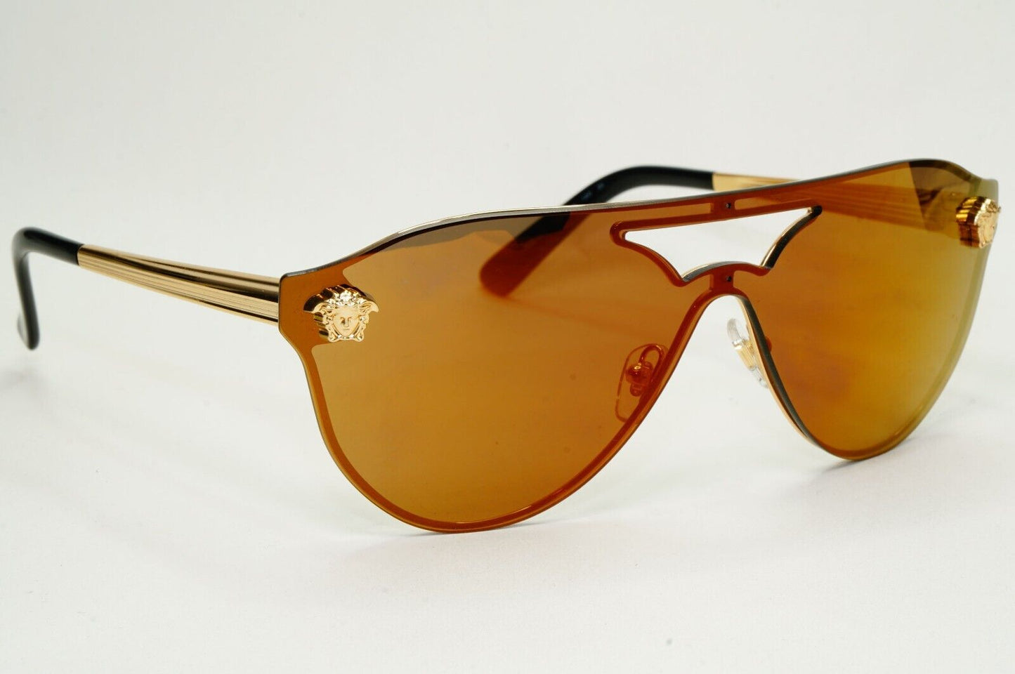 Versace Sunglasses Gold Medusa Brown Mirror Bronze Visor MOD VE 2161 1002/F9
