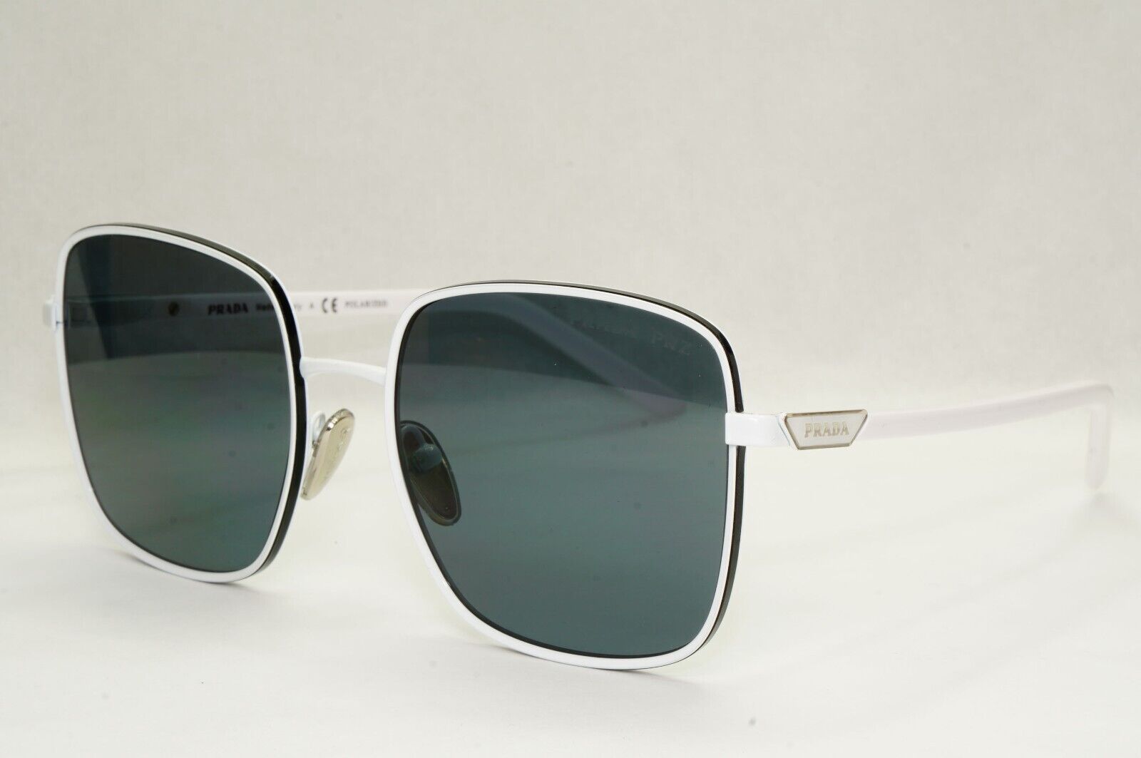 Prada Sunglasses Polarized White Black Grey Oversized PR55YS SPR 55Y 461-5Z1