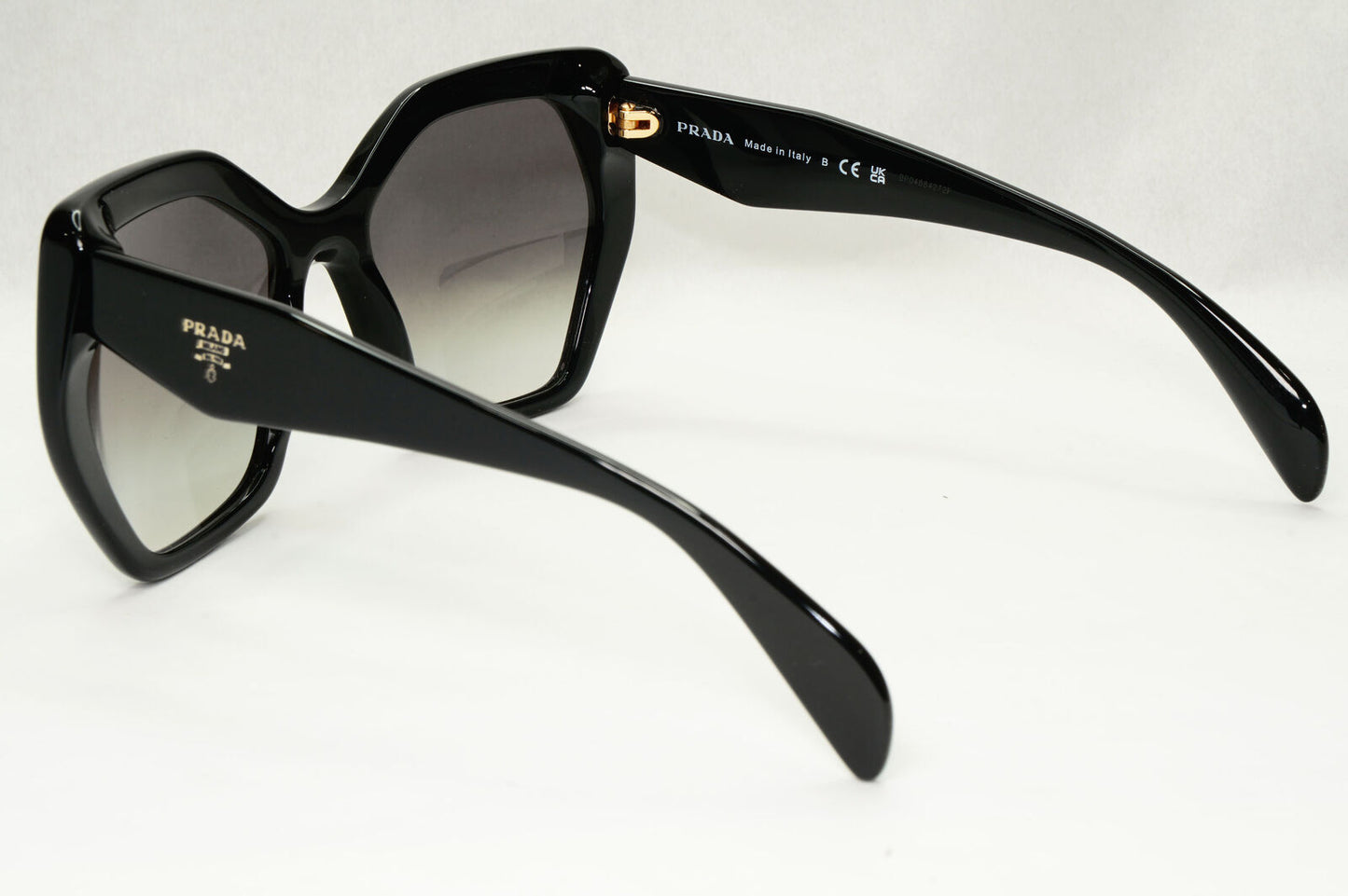 Prada Hexagon Sunglasses Black Grey Gradient Square PR16RS SPR 16R 1AB-0A7