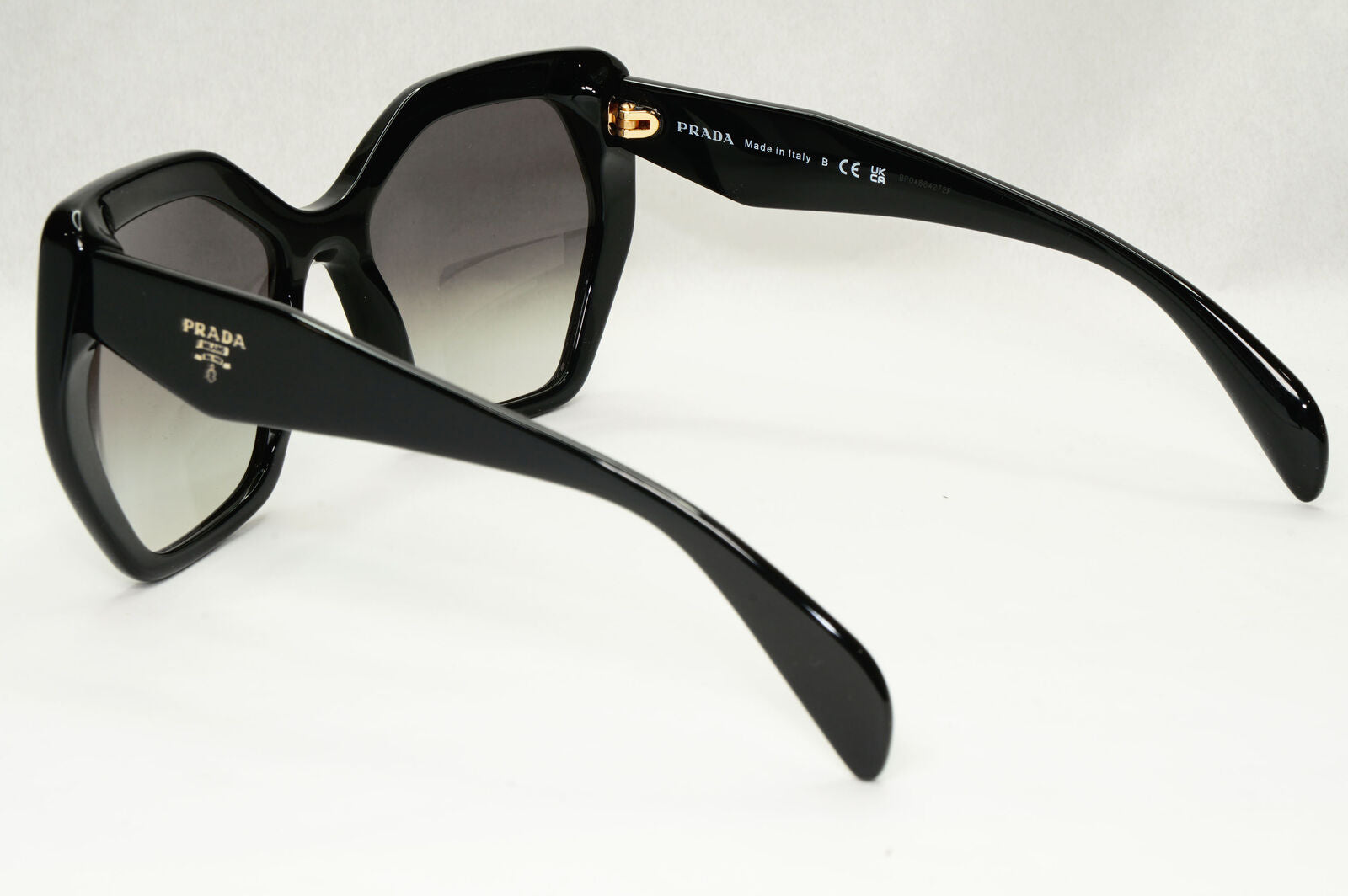 Prada Hexagon Sunglasses Black Grey Gradient Square PR16RS SPR 16R 1AB-0A7