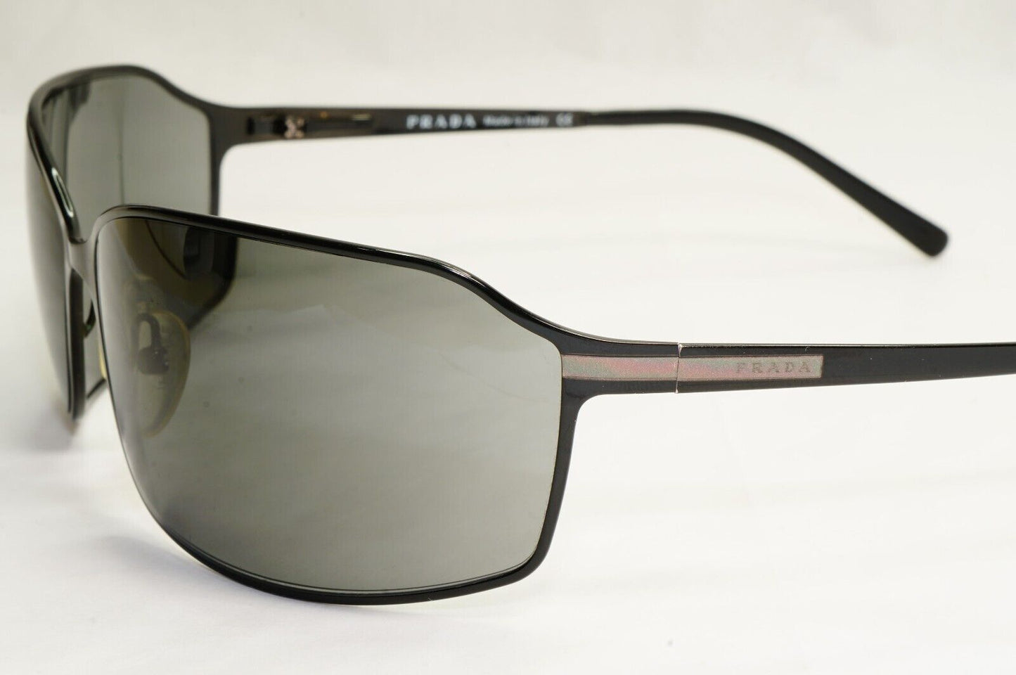 Prada Sunglasses 2006 Vintage Black Grey Wrap Metal PR58GS SPR 58G 1BO1A1 270324