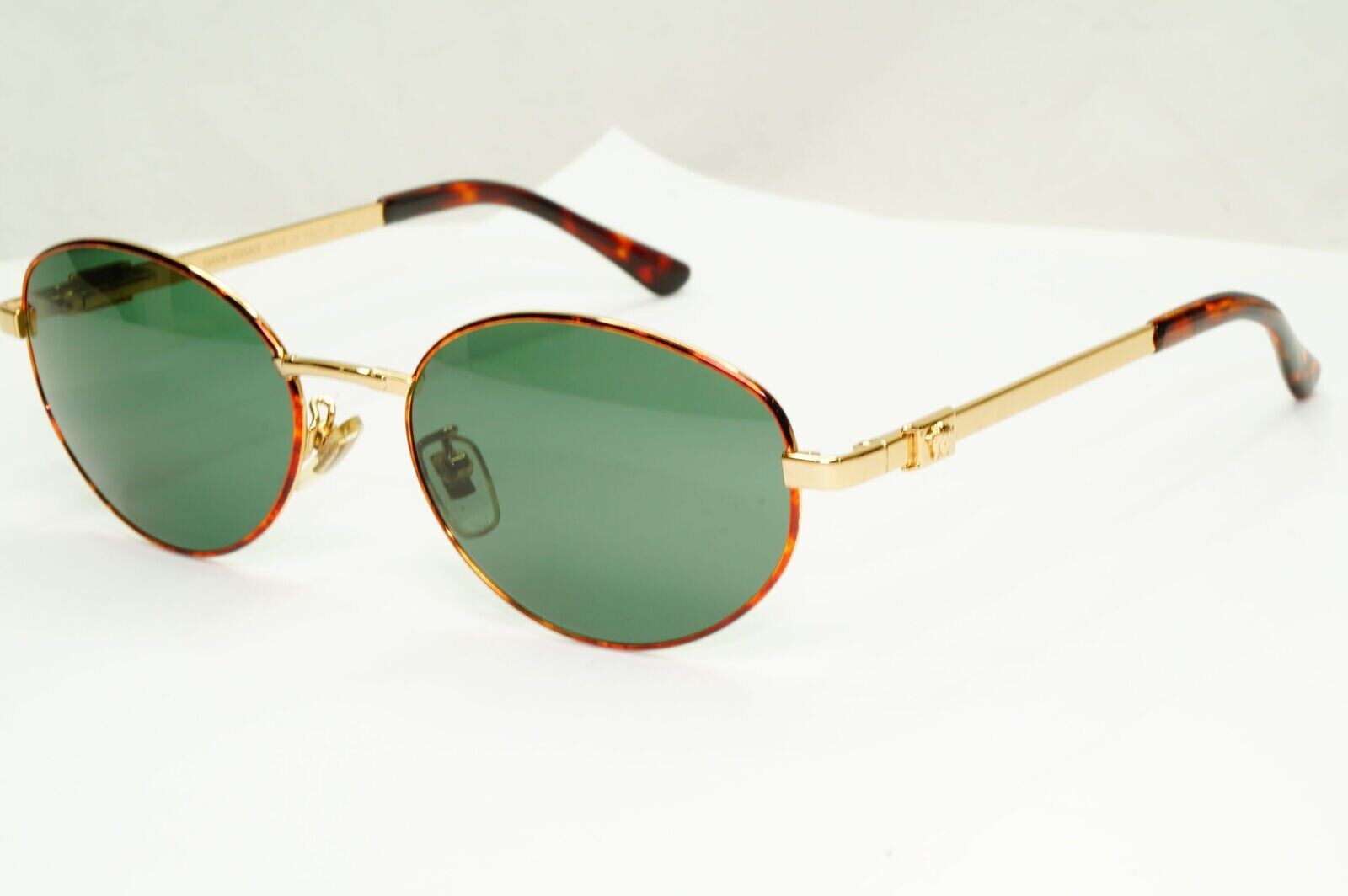 Gianni Versace 1995 Sunglasses Vintage Gold Green Metal Square MOD H65 COL 07M