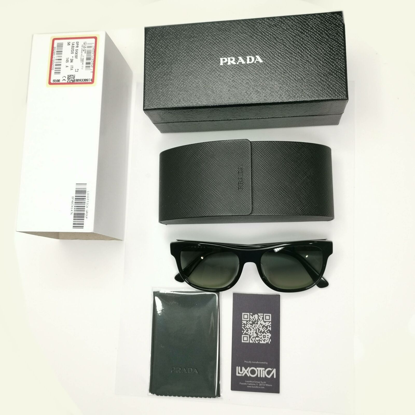 Authentic Prada Glass Lenses Mens Black Designer Sunglasses SPR 04X F 1AB-2D0