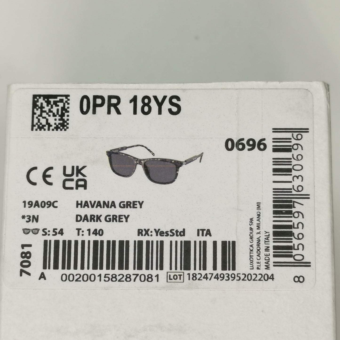 Prada Sunglasses Glass Lens Grey Tortoiseshell Havana PR18YS SPR 18Y 19A-09C