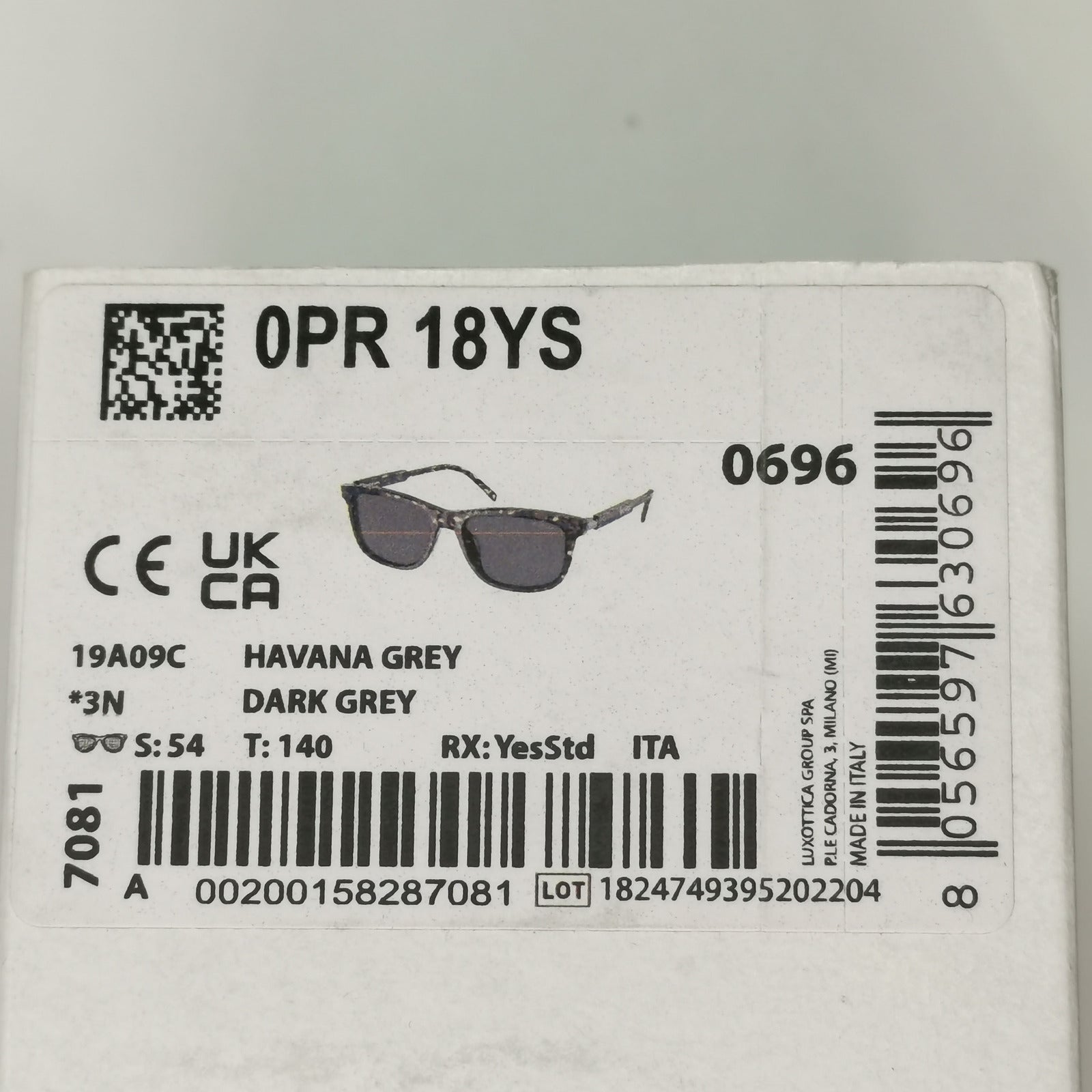Prada Sunglasses Glass Lens Grey Tortoiseshell Havana PR18YS SPR 18Y 19A-09C
