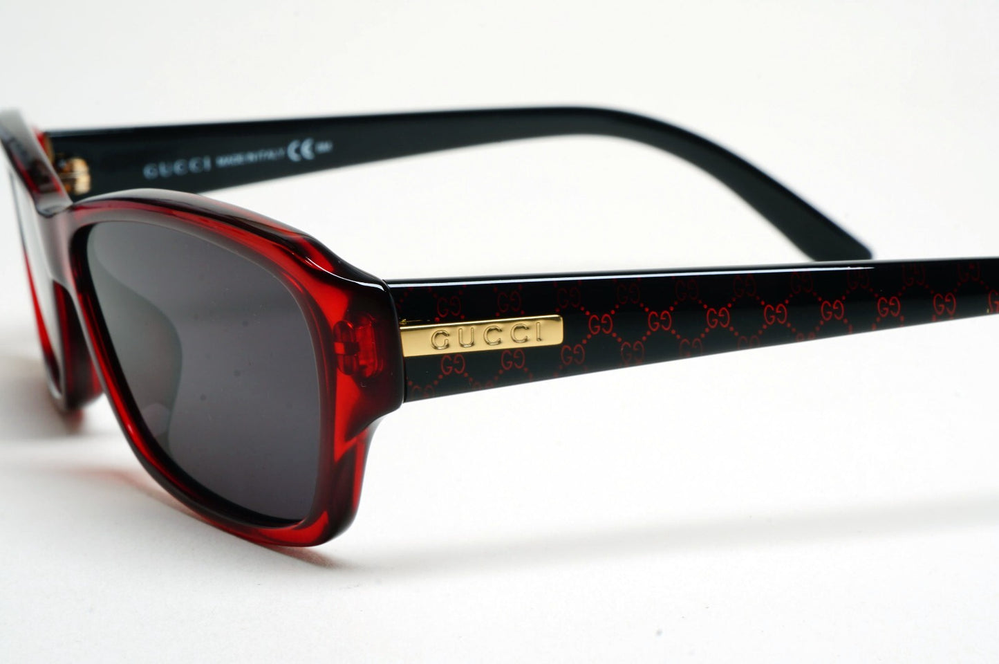 Gucci Sunglasses 2007 Vintage Black Red Monogram Rectangle GG 3601/F WH3