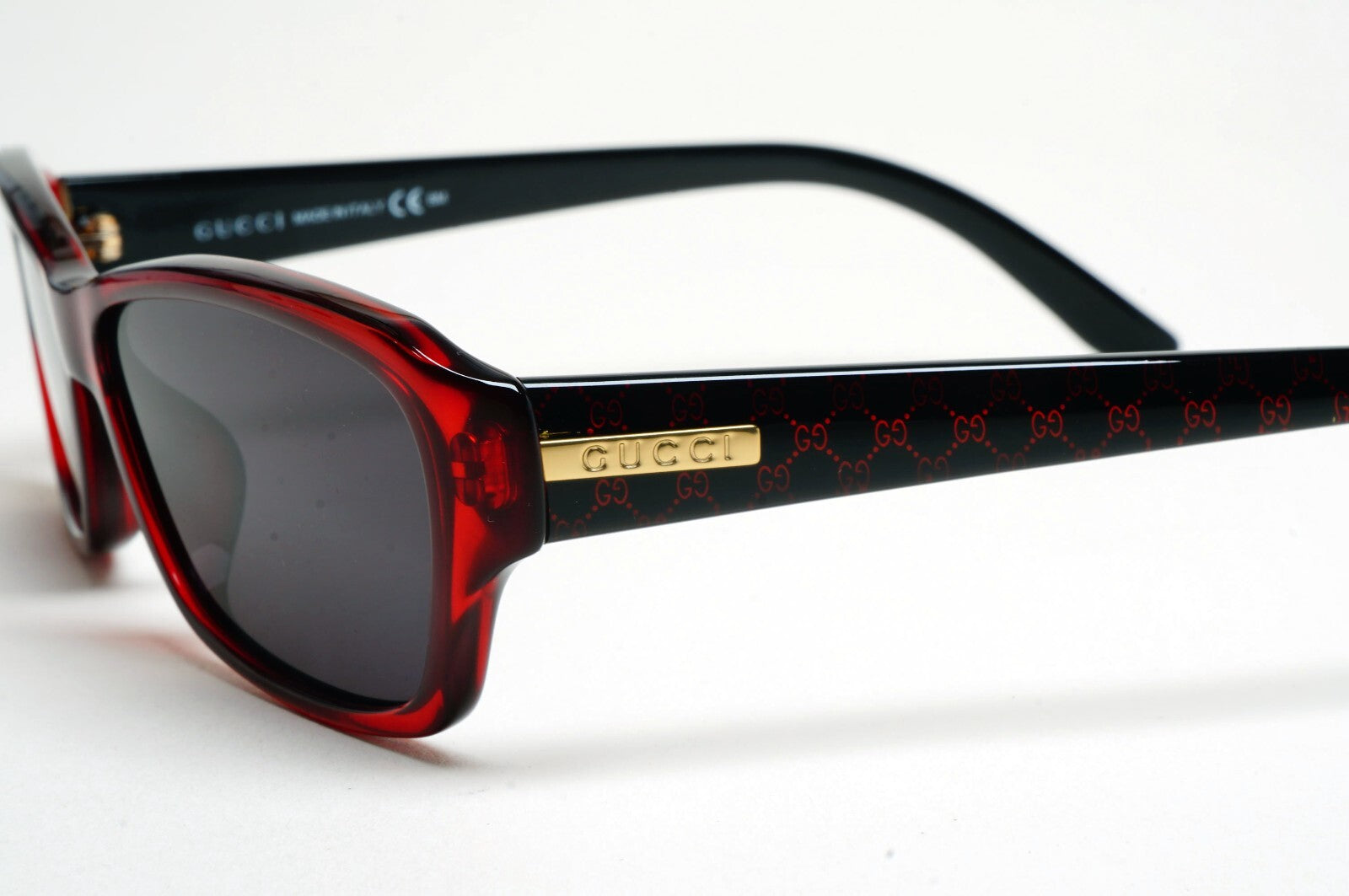 Gucci Sunglasses 2007 Vintage Black Red Monogram Rectangle GG 3601/F WH3