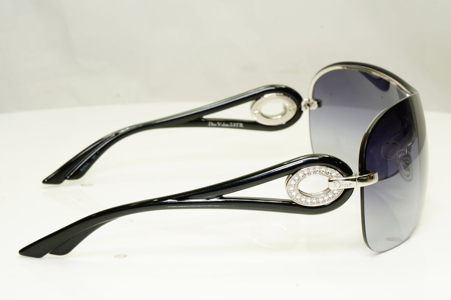 Authentic Dior Womens Shield Black Visor Shield Sunglasses Volute 3 Strass RZSJJ
